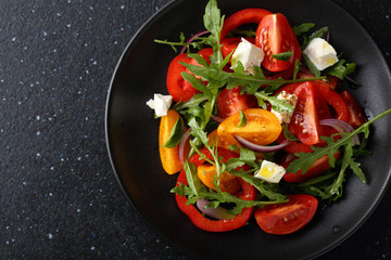 Tomato and pepper salad with feta