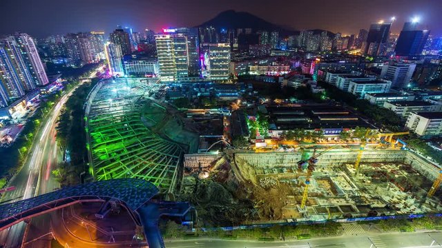 Shenzhen building district Timelapse at night