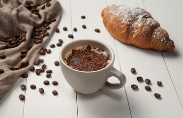 cup of coffee on the table.