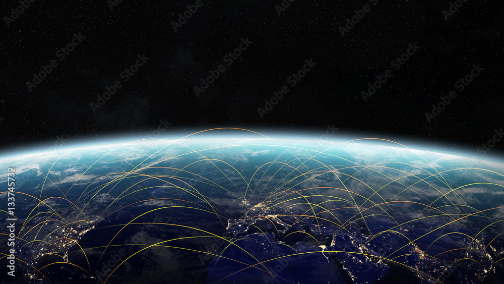Aufkleber plane journey between countries of the world 3d rendering elemen