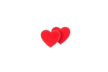 two red heart bright color on white background