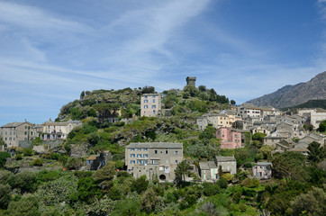 Obraz premium Corsican mountain village Nonza