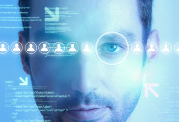 Futuristic technology user interface with retinal recognition
