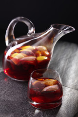 sangria, wine with pieces of fruit 
