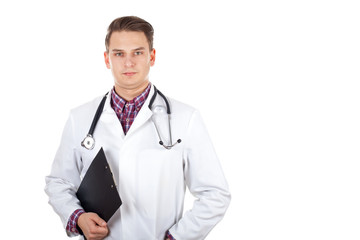 Young doctor holding documents