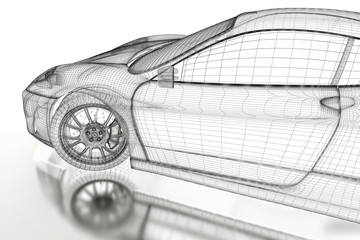 Obraz premium 3D car mesh on a white