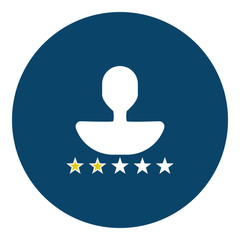 User rating - stars icon - Flat design, glyph style icon - Blue and yellow enclosed in a circle