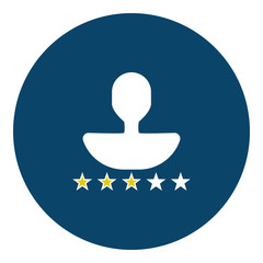 User rating - stars icon - Flat design, glyph style icon - Blue and yellow enclosed in a circle