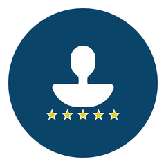 User rating - stars icon - Flat design, glyph style icon - Blue and yellow enclosed in a circle