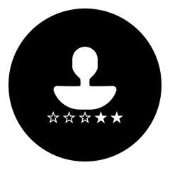 User rating - stars icon - Flat design, glyph style icon - Black enclosed in a circle