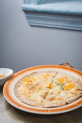cheese pizza on plate
