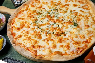 cheese pizza on plate