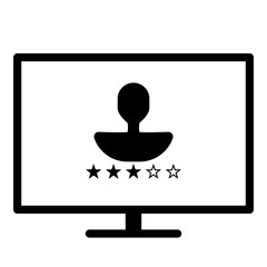 Online user rating - stars icon - Flat design, glyph style icon - Black enclosed in a screen