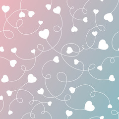 Seamless pattern white hearts on a pink and blue gradient Vector art for save the date card, wedding invitation or valentine's day card. 