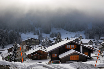Winter Alpine landscape in the countryside