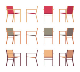 Set of retro armchairs in differnt colors