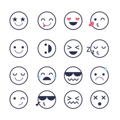 Set Emoji icons for applications and chat. Emoticons with different emotions isolated on white background.