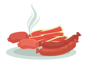 Bacon, beef and chicken sausages.