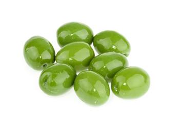 Green olives isolated
