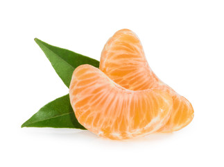 Tangerines slices isolated on white background