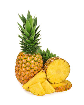 Pineapple with slices isolated