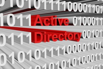 Active Directory in the form of binary code, 3D illustration - obrazy, fototapety, plakaty