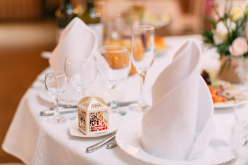 table set for wedding or another catered event dinner