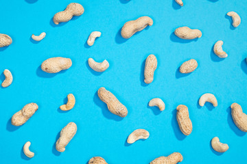 Peanut and cashews flat lay