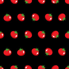 red tomato stock vector seamless pattern on black background for wallpaper, pattern, web, blog, surface, texture, graphic & printing