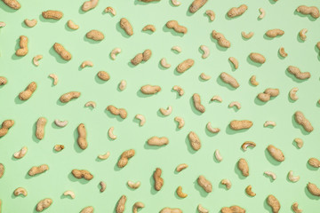 Peanut and cashews flat lay