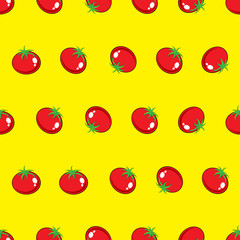 red tomato stock vector seamless pattern on yellow background for wallpaper, pattern, web, blog, surface, texture, graphic & printing