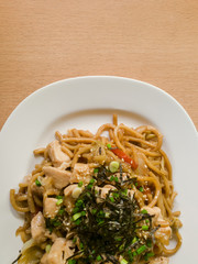 Delicious Japanese cuisine Yakisoba Close Up