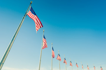 American flags on flagpoles