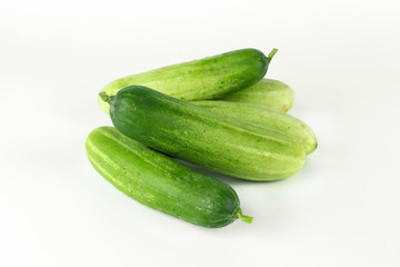 fresh cucumber on white background, raw organic vegetable