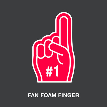 Fan foam finger vector line icon. Sport supporting sign. Cheerleading illustration.