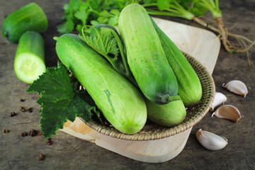 fresh cucumber on white background, raw organic vegetable