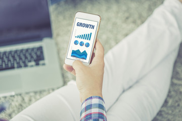 Business Charts Graphs on Screen with GROWTH Concept