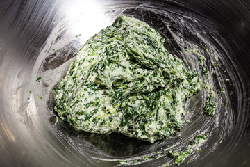 Italian pasta ravioli or gnudi preparation