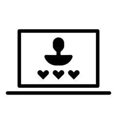 Online user rating icon - Flat design, glyph style icon - Black enclosed in a computer