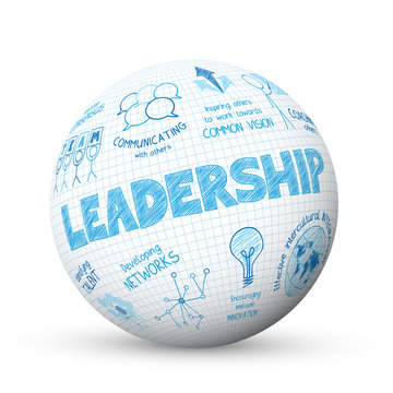 LEADERSHIP Vector Sketch Notes on spherical icon