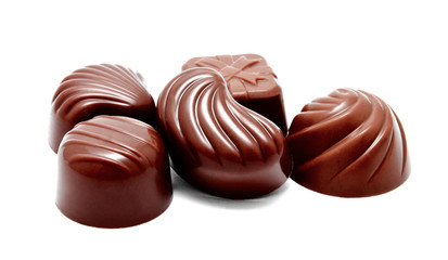 Assortment of chocolate candies sweets isolated