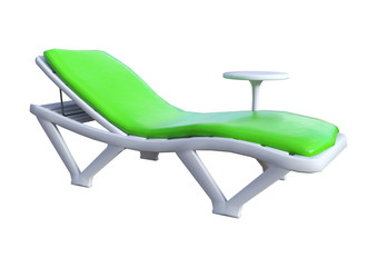 3D Rendering Beach Chair and Table on White