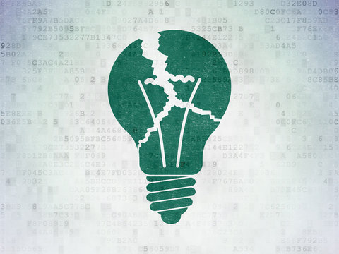 Business concept: Light Bulb on Digital Data Paper background
