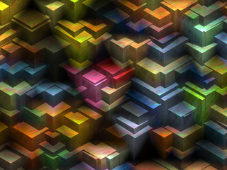 Multicolor blocks crystals, digital illustration art works, 3D rendering.