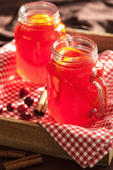 hot cranberry tea with orange cinnamon warming drink