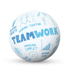 TEAMWORK Vector Sketch Notes on spherical icon