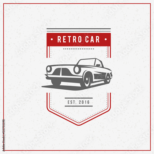 "Classic car logo, emblem, badge. Service car repair, car restoration