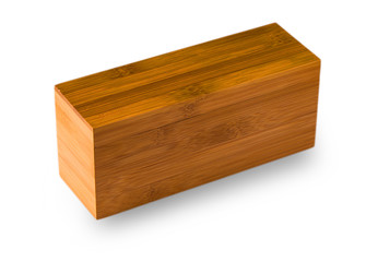 closed wooden box isolated on white background