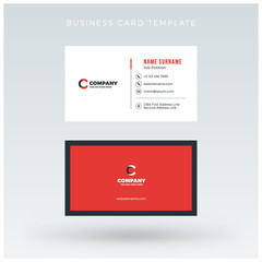 Double-sided Red Business Card Template. Vector Illustration. Stationery Design
