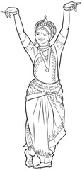 Indian dance vector illustration variant 3, classical Indian dance, Odissi dancer series